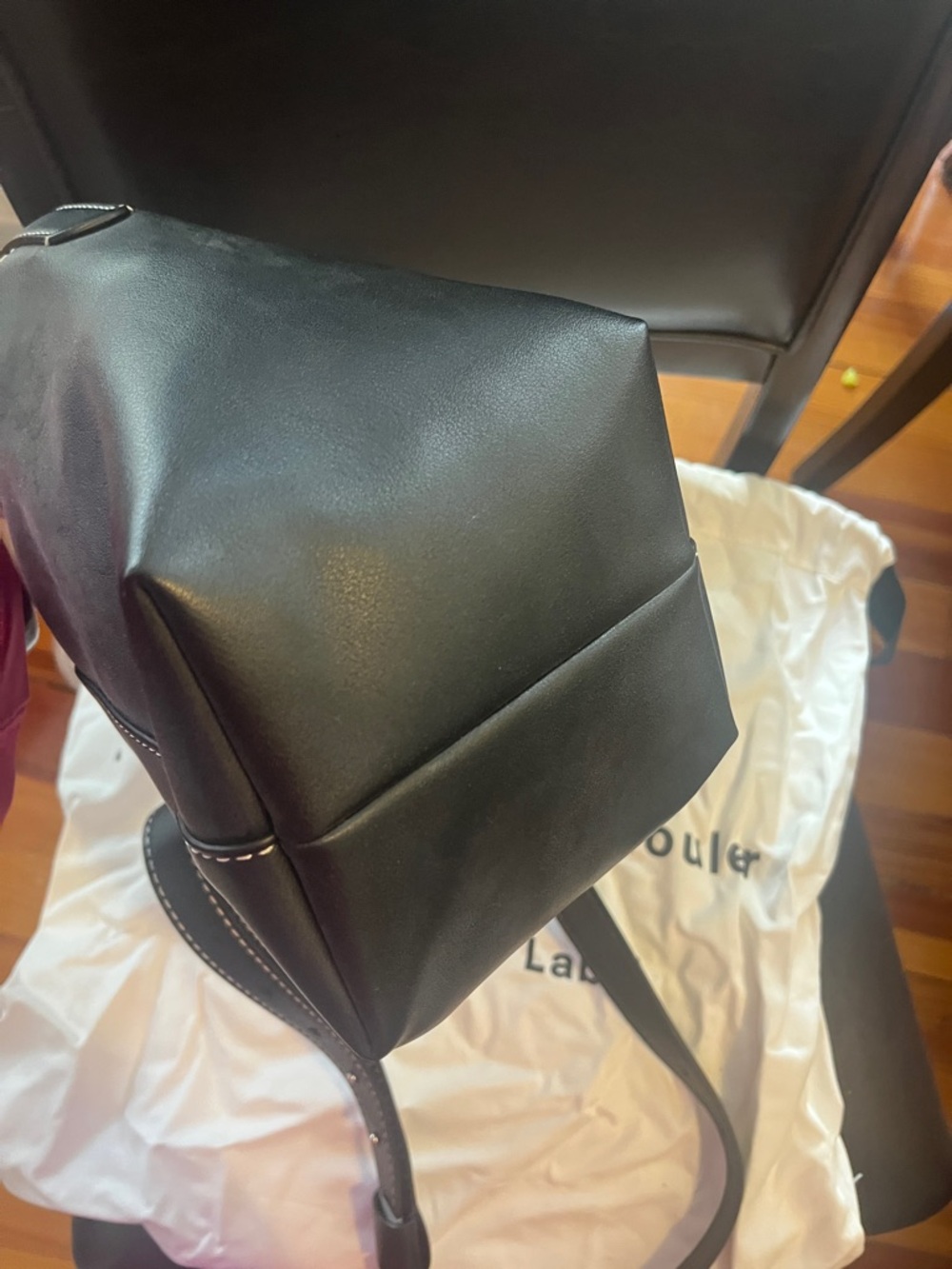 Proenza Schouler Black Leather Bucket Shoulder Bag with Contrast Stitching - Picture 9 of 14